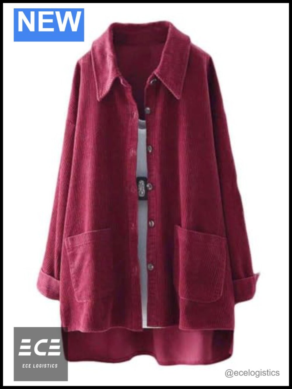 Corduroy Shirt Jacket Shacket Button Down Oversized Blouse with Pockets